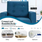 Costway Modern Tufted Accent Chair Fabric Armchair Single Sofa w/ Rubber Wood Legs Blue\ Beige\Grey