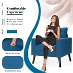 Costway Modern Tufted Accent Chair Fabric Armchair Single Sofa w/ Rubber Wood Legs Blue\ Beige\Grey