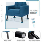 Costway Modern Tufted Accent Chair Fabric Armchair Single Sofa w/ Rubber Wood Legs Blue\ Beige\Grey