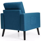 Costway Modern Tufted Accent Chair Fabric Armchair Single Sofa w/ Rubber Wood Legs Blue\ Beige\Grey