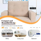 Costway Modern Tufted Accent Chair Fabric Armchair Single Sofa w/ Rubber Wood Legs Blue\ Beige\Grey