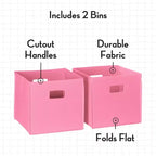 RiverRidge Kids' Bookshelf and Toy Storage Organizer with 4 Bookracks and 2 Cubbies White with 2 Fabric Bins