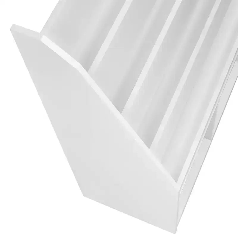 RiverRidge Kids' Bookshelf and Toy Storage Organizer with 4 Bookracks and 2 Cubbies White with 2 Fabric Bins