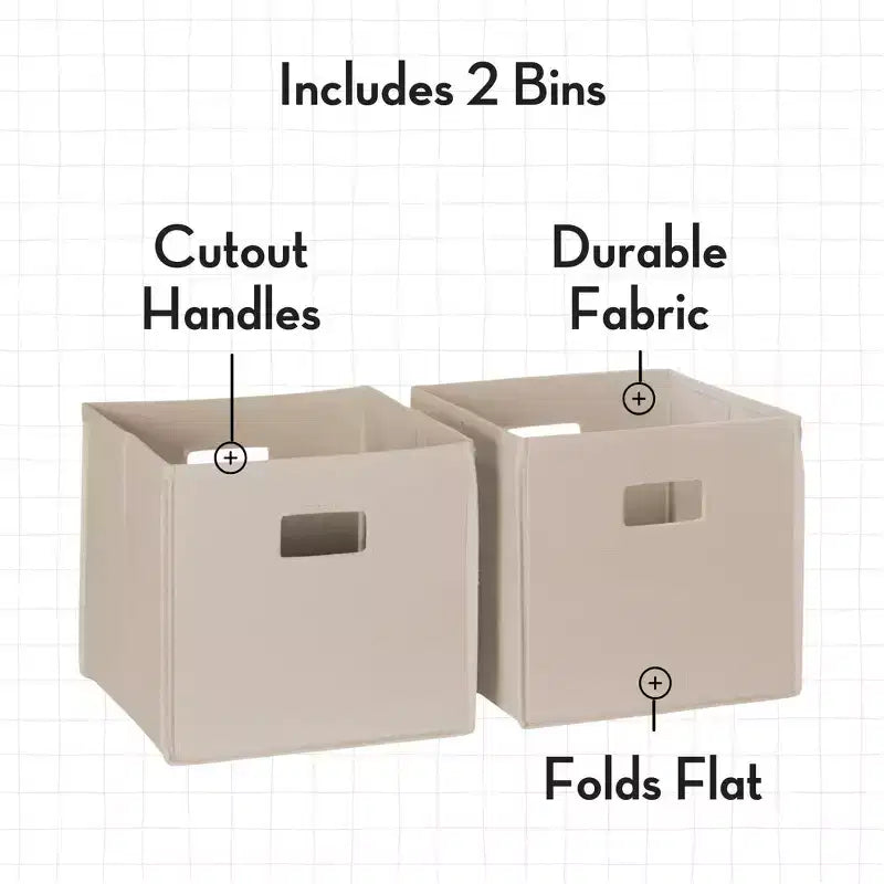 RiverRidge Kids' Bookshelf and Toy Storage Organizer with 4 Bookracks and 2 Cubbies White with 2 Fabric Bins