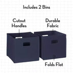 RiverRidge Kids' Bookshelf and Toy Storage Organizer with 4 Bookracks and 2 Cubbies White with 2 Fabric Bins