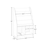 RiverRidge Kids' Bookshelf and Toy Storage Organizer with 4 Bookracks and 2 Cubbies White with 2 Fabric Bins