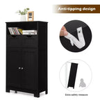 Costway Bathroom Floor Cabinet Wooden Storage Organizer w/Drawer Doors