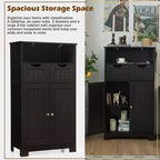 Costway Bathroom Floor Cabinet Wooden Storage Organizer w/Drawer Doors