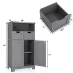 Costway Bathroom Floor Cabinet Wooden Storage Organizer w/Drawer Doors