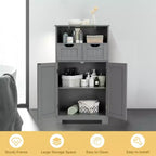 Costway Bathroom Floor Cabinet Wooden Storage Organizer w/Drawer Doors