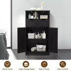 Costway Bathroom Floor Cabinet Wooden Storage Organizer w/Drawer Doors