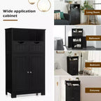Costway Bathroom Floor Cabinet Wooden Storage Organizer w/Drawer Doors