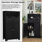 Costway Bathroom Floor Cabinet Wooden Storage Organizer w/Drawer Doors