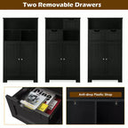 Costway Bathroom Floor Cabinet Wooden Storage Organizer w/Drawer Doors