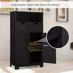 Costway Bathroom Floor Cabinet Wooden Storage Organizer w/Drawer Doors