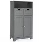 Costway Bathroom Floor Cabinet Wooden Storage Organizer w/Drawer Doors