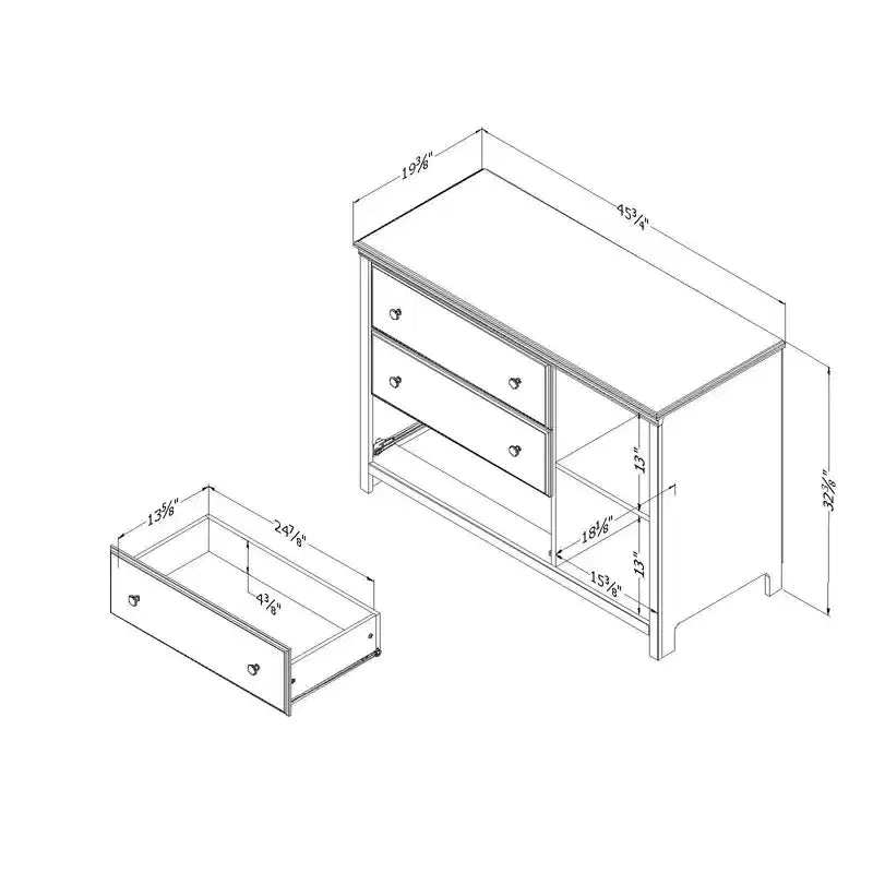 Cotton Candy 3 Drawer Dresser with Baskets - South Shore
