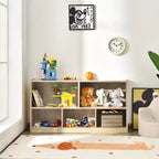 Costway Kids 5-Cube Storage Cabinet 2-Shelf Wood Bookcase Organizer Natural