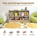 Costway Kids 5-Cube Storage Cabinet 2-Shelf Wood Bookcase Organizer Natural