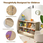 Costway Kids 5-Cube Storage Cabinet 2-Shelf Wood Bookcase Organizer Natural
