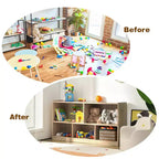Costway Kids 5-Cube Storage Cabinet 2-Shelf Wood Bookcase Organizer Natural