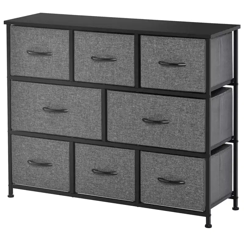 HOMCOM 8-Drawer Dresser, 3-Tier Fabric Chest of Drawers, Storage Tower Organizer Unit with Steel Frame for Bedroom, Hallway
