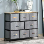 HOMCOM 8-Drawer Dresser, 3-Tier Fabric Chest of Drawers, Storage Tower Organizer Unit with Steel Frame for Bedroom, Hallway