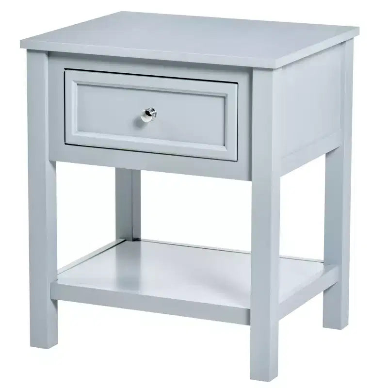 HOMCOM Accent End Table, Sofa Side Table with Storage Drawer and Bottom Shelf for Living Room,gray