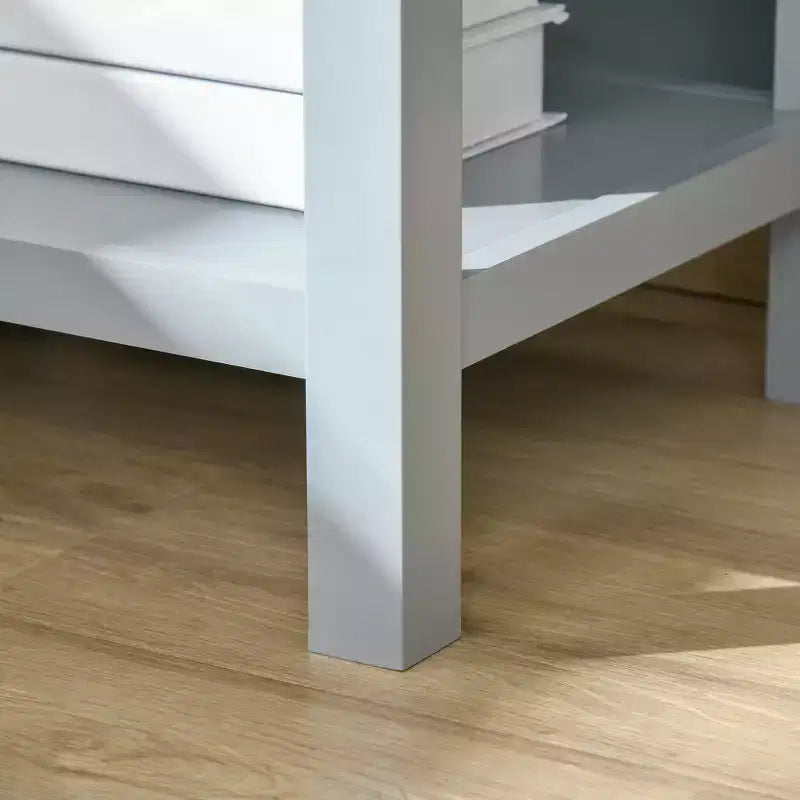 HOMCOM Accent End Table, Sofa Side Table with Storage Drawer and Bottom Shelf for Living Room,gray