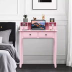 Costway Writing Desk Mission White Home Office Computer Desk 4 Drawer White\Black\Pink