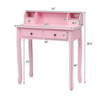 Costway Writing Desk Mission White Home Office Computer Desk 4 Drawer White\Black\Pink