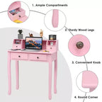 Costway Writing Desk Mission White Home Office Computer Desk 4 Drawer White\Black\Pink