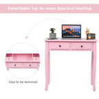 Costway Writing Desk Mission White Home Office Computer Desk 4 Drawer White\Black\Pink
