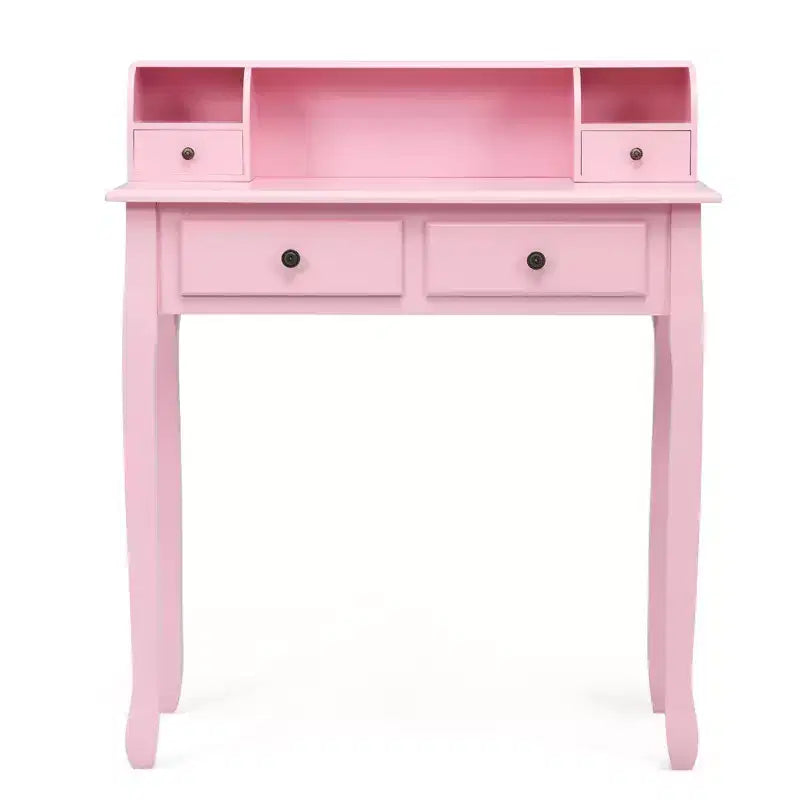 Costway Writing Desk Mission White Home Office Computer Desk 4 Drawer White\Black\Pink
