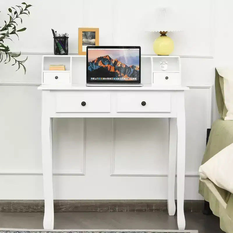 Costway Writing Desk Mission White Home Office Computer Desk 4 Drawer White\Black\Pink