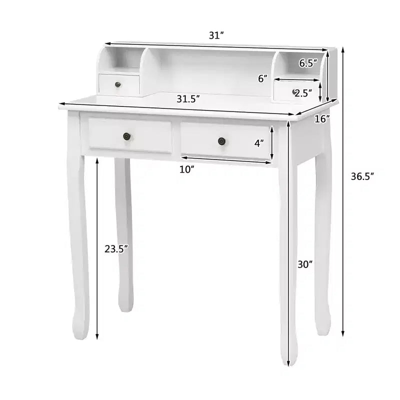 Costway Writing Desk Mission White Home Office Computer Desk 4 Drawer White\Black\Pink