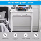 Costway Writing Desk Mission White Home Office Computer Desk 4 Drawer White\Black\Pink