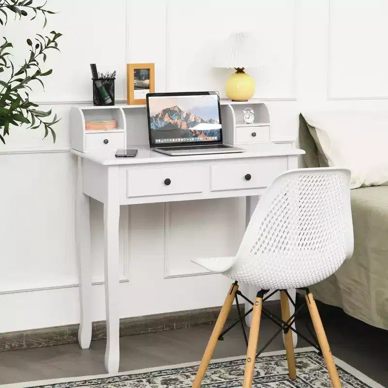 Costway Writing Desk Mission White Home Office Computer Desk 4 Drawer White\Black\Pink