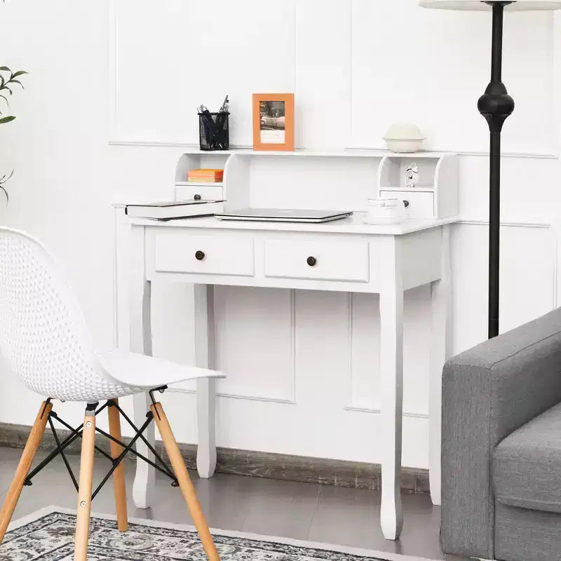 Costway Writing Desk Mission White Home Office Computer Desk 4 Drawer White\Black\Pink