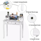 Costway Writing Desk Mission White Home Office Computer Desk 4 Drawer White\Black\Pink