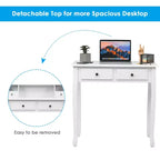 Costway Writing Desk Mission White Home Office Computer Desk 4 Drawer White\Black\Pink