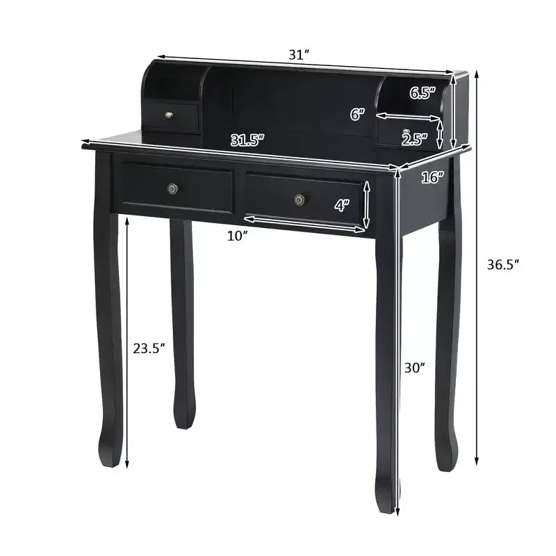 Costway Writing Desk Mission White Home Office Computer Desk 4 Drawer White\Black\Pink