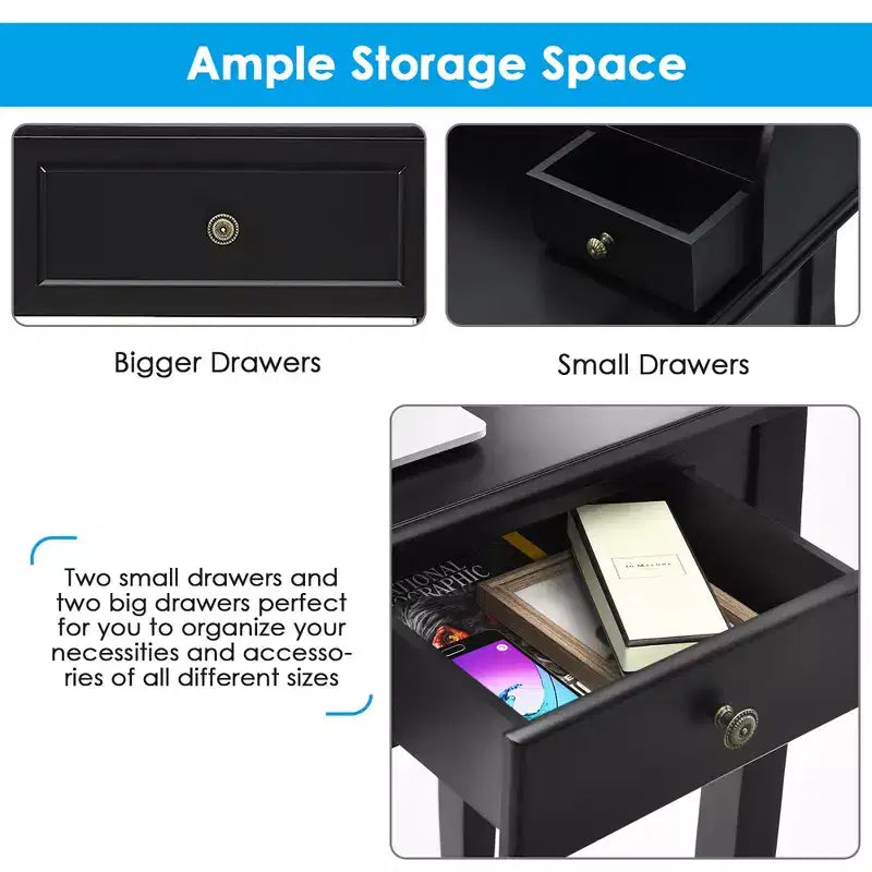 Costway Writing Desk Mission White Home Office Computer Desk 4 Drawer White\Black\Pink