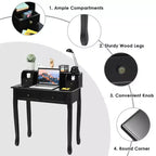 Costway Writing Desk Mission White Home Office Computer Desk 4 Drawer White\Black\Pink