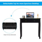 Costway Writing Desk Mission White Home Office Computer Desk 4 Drawer White\Black\Pink