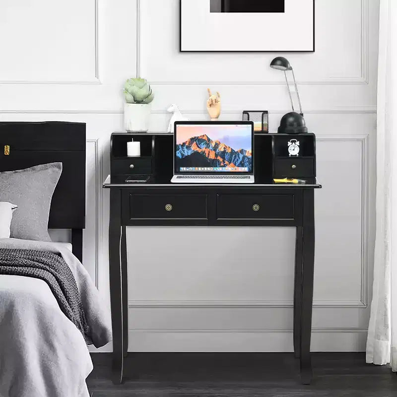Costway Writing Desk Mission White Home Office Computer Desk 4 Drawer White\Black\Pink