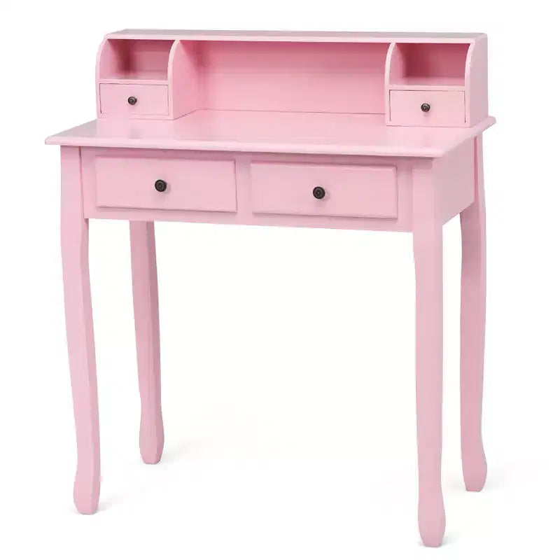 Costway Writing Desk Mission White Home Office Computer Desk 4 Drawer White\Black\Pink