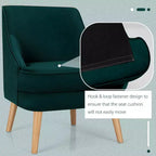 Costway Set of 2 Accent Chairs Velvet Single Sofa Chair w/Rubber Wood Legs Pink\Green\Grey