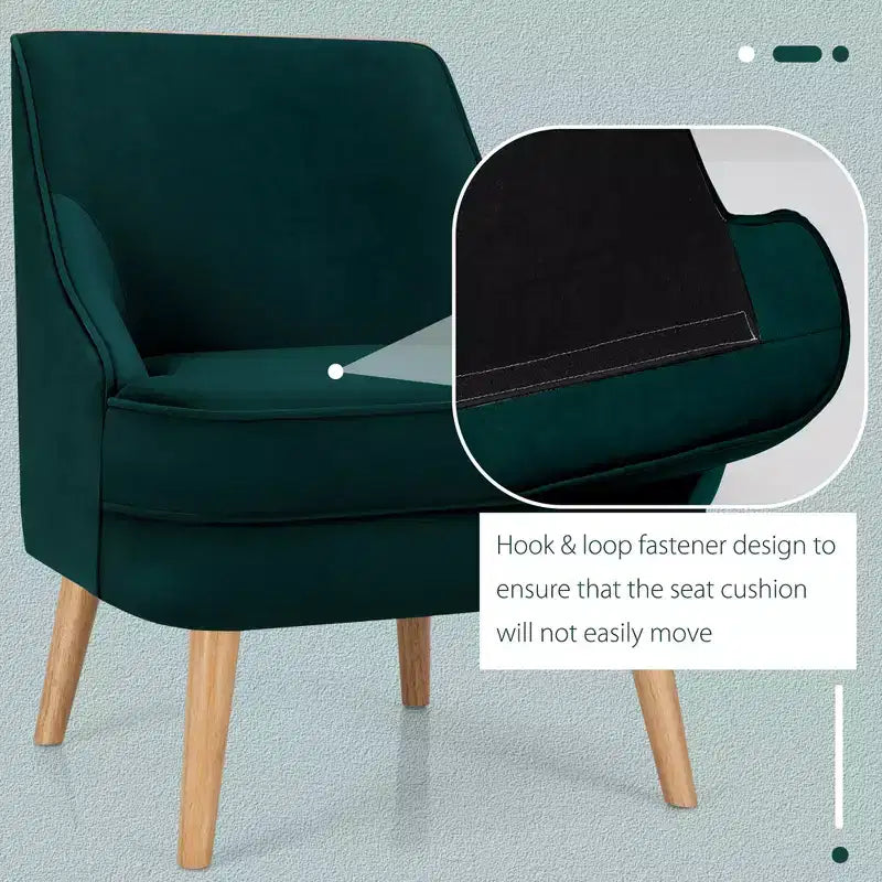 Costway Set of 2 Accent Chairs Velvet Single Sofa Chair w/Rubber Wood Legs Pink\Green\Grey