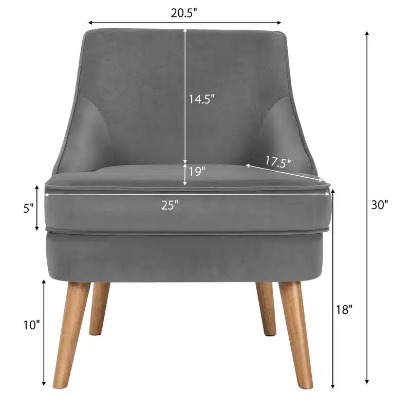Costway Set of 2 Accent Chairs Velvet Single Sofa Chair w/Rubber Wood Legs Pink\Green\Grey